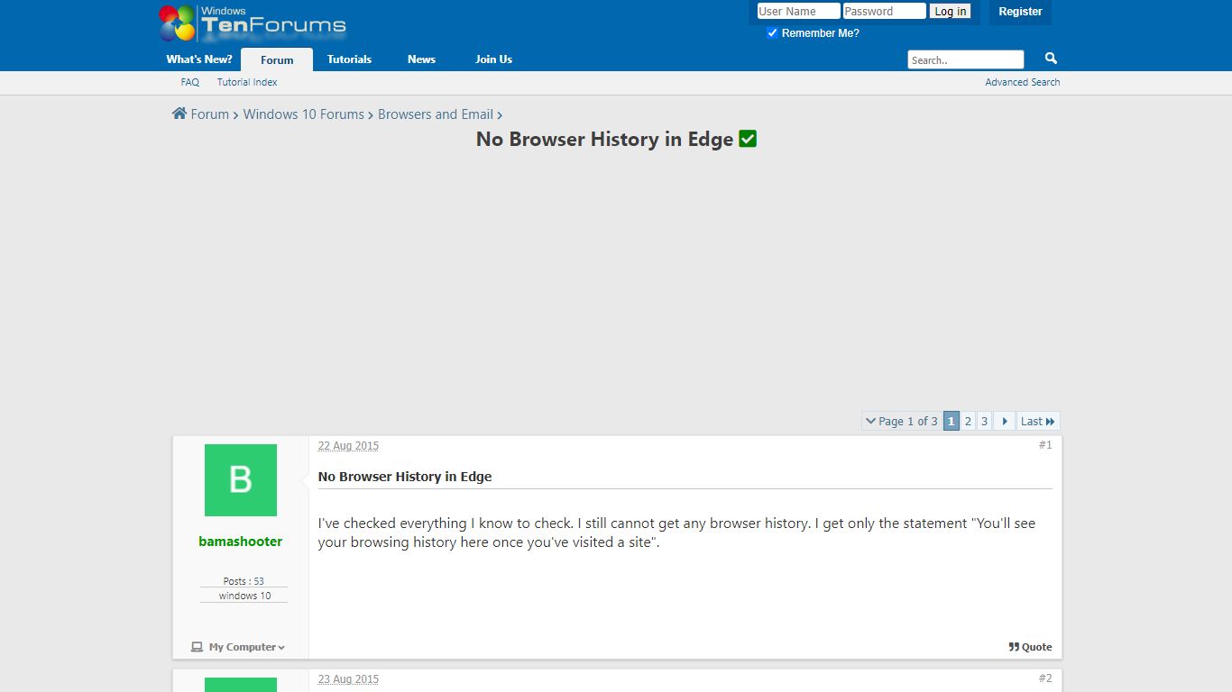 No Browser History in Edge Solved - Windows 10 Forums